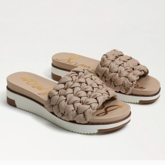 Sam Edelman Ainslie Braided Size 9.5 Slide Sandal Platform Desert Beige - Picture 2 of 10